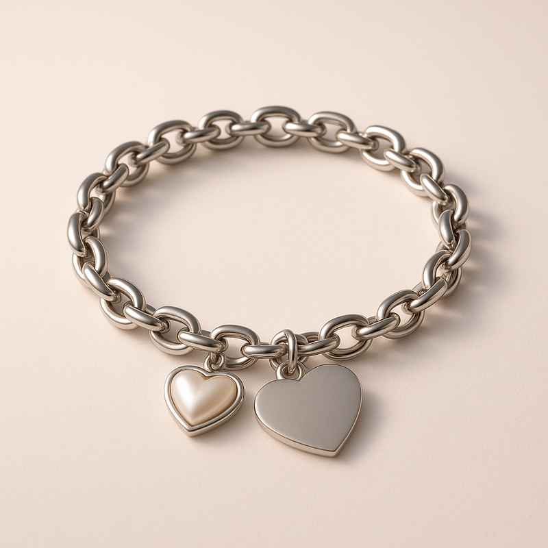 Dainty Romantic Charm Bracelet Personalized Pearl Heart Bracelet