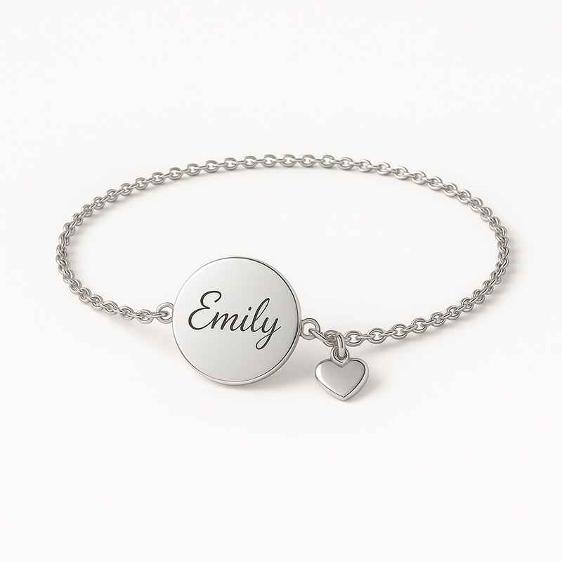 Dainty romantic bracelet personalized engraving charm bracelet stainless steel heart bracelet