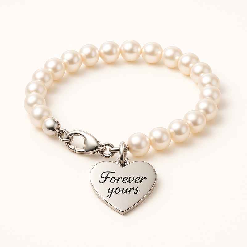 Dainty Personalized Pearl Bracelet with Romantic Stainless Steel Charm 1 Dainty Personalized Pearl Bracelet with Romantic Stainless Steel Charm