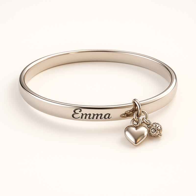 Dainty Romantic Charm Bracelet - Personalized Stainless Steel Love Heart