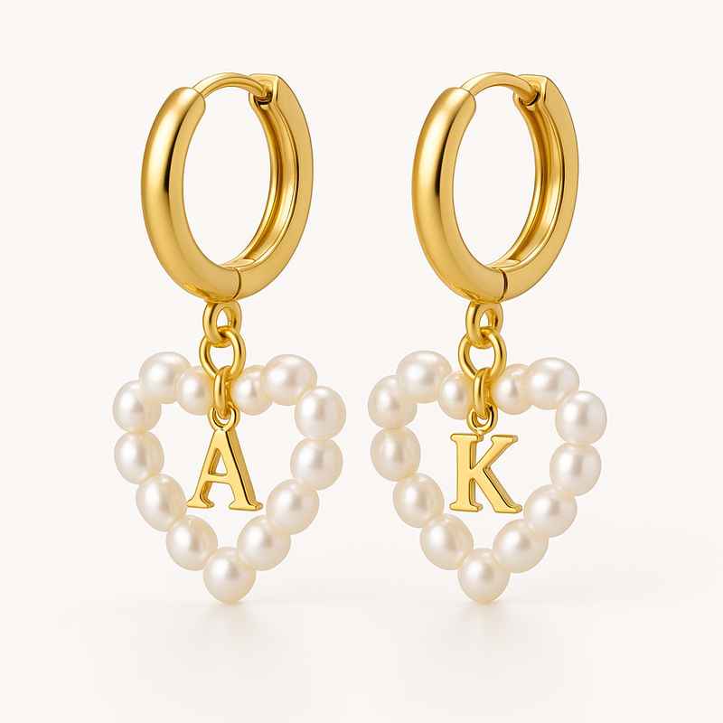 Trendy Personalized Pearl Heart Earrings Custom Waterproof Stainless Steel Hoop Earrings Dainty Gold Charm Earrings 1 Trendy Personalized Pearl Heart Earrings Custom Waterproof Stainless Steel Hoop Earrings Dainty Gold Charm Earrings