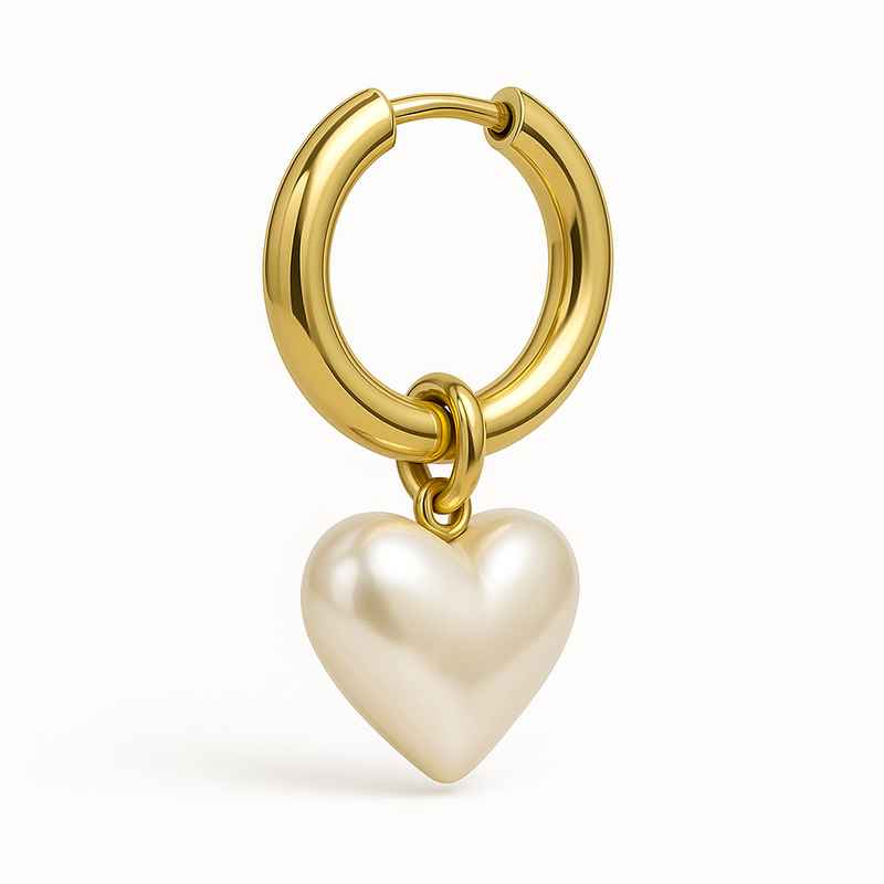 Trendy Personalized Pearl Heart Earrings, Custom Gold Hoop Charm, Waterproof Stainless Steel 1 Trendy Personalized Pearl Heart Earrings, Custom Gold Hoop Charm, Waterproof Stainless Steel