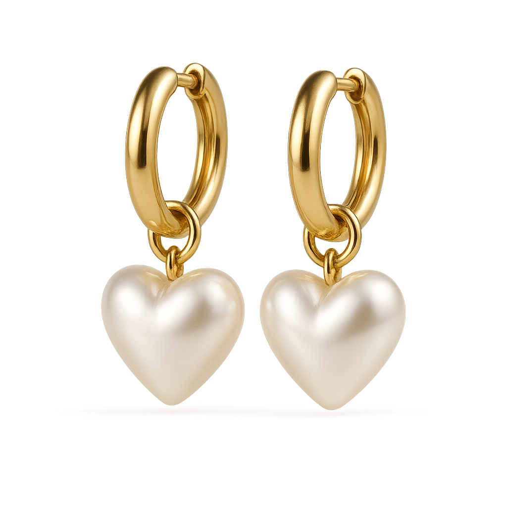 Trendy Pearl Heart Charm Earrings & Personalized Gold Hoop Earrings 1 Trendy Pearl Heart Charm Earrings & Personalized Gold Hoop Earrings