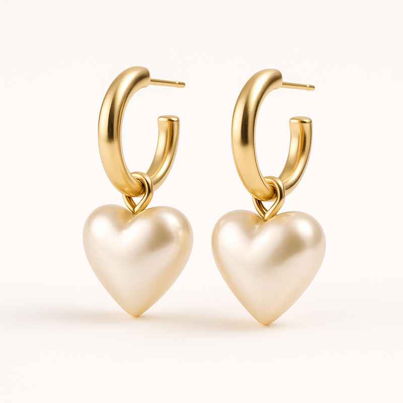 Trendy Personalized Pearl Heart Earrings Custom Gold Hoop Earrings 1 Trendy Personalized Pearl Heart Earrings Custom Gold Hoop Earrings