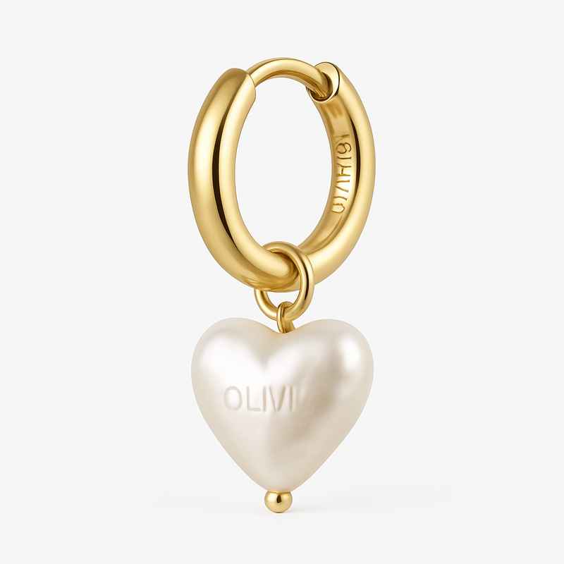 Trendy Personalized Pearl Heart Earrings & Waterproof Gold Hoop Earrings