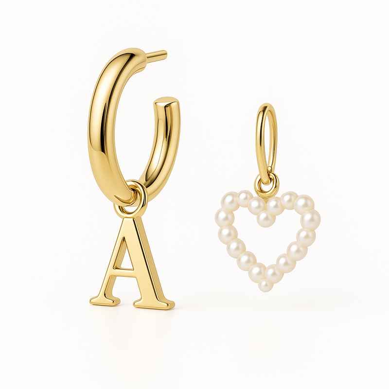 Trendy Personalized Gold Hoop Earrings & Dainty Custom Pearl Heart Earrings 1 Trendy Personalized Gold Hoop Earrings & Dainty Custom Pearl Heart Earrings