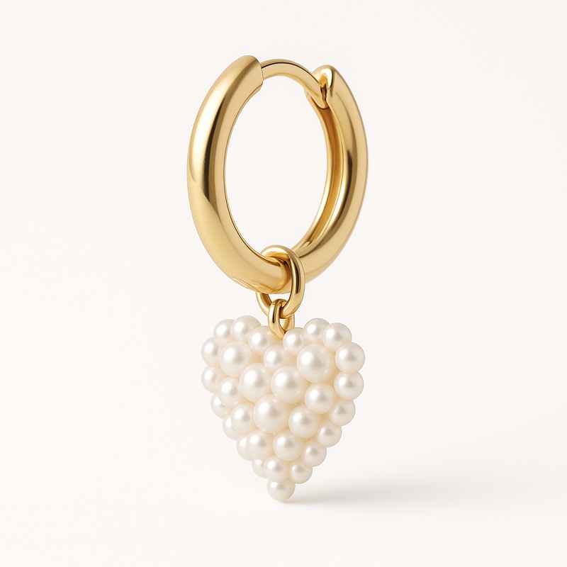 Trendy Personalized Gold Hoop Earrings with Custom Pearl Heart Charm 1 Trendy Personalized Gold Hoop Earrings with Custom Pearl Heart Charm