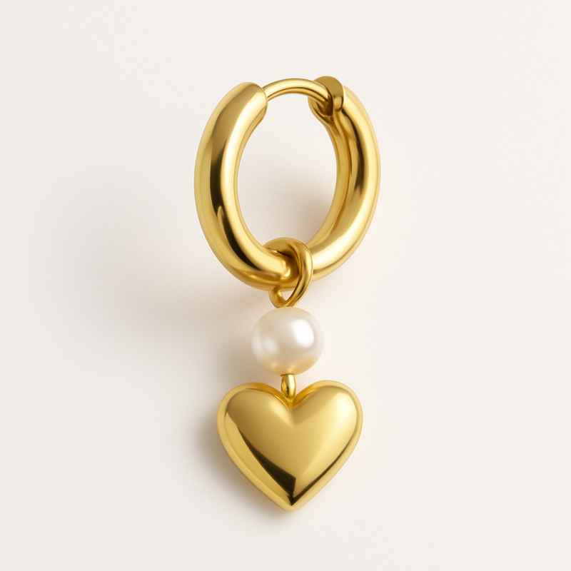 Trendy Personalized Pearl Heart Earrings | Custom Gold Hoop Earrings | Waterproof Stainless Steel Heart Charm Earrings 2 Trendy Personalized Pearl Heart Earrings | Custom Gold Hoop Earrings | Waterproof Stainless Steel Heart Charm Earrings