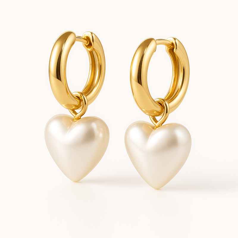Trendy Personalized Pearl Heart Earrings & Custom Gold Hoop Earrings 1 Trendy Personalized Pearl Heart Earrings & Custom Gold Hoop Earrings