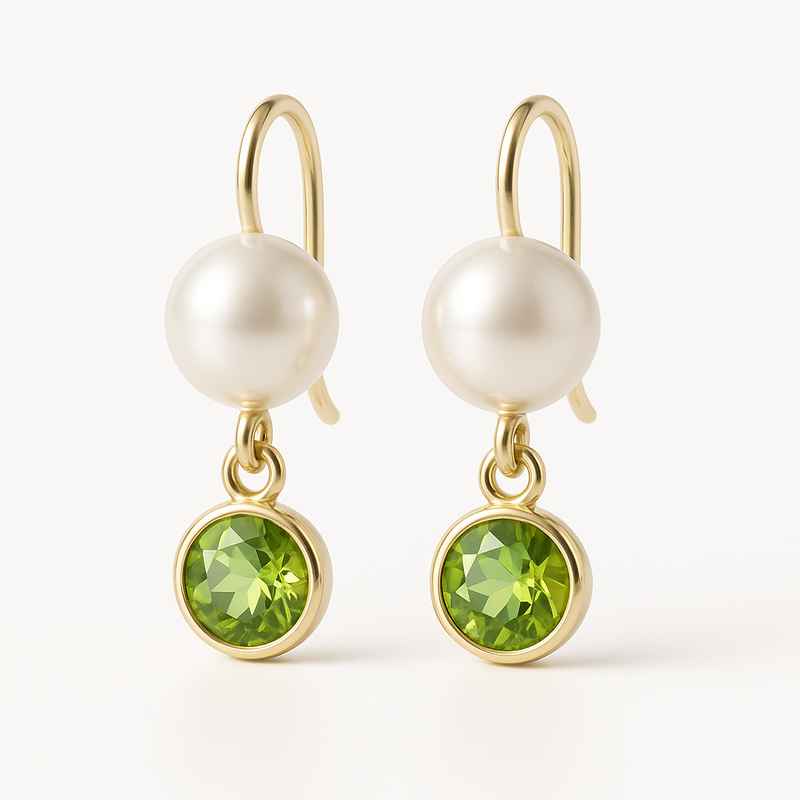 Elegant Minimalist Pearl Earrings with Birthstone Charm Drop 3 Elegant Minimalist Pearl Earrings with Birthstone Charm Drop