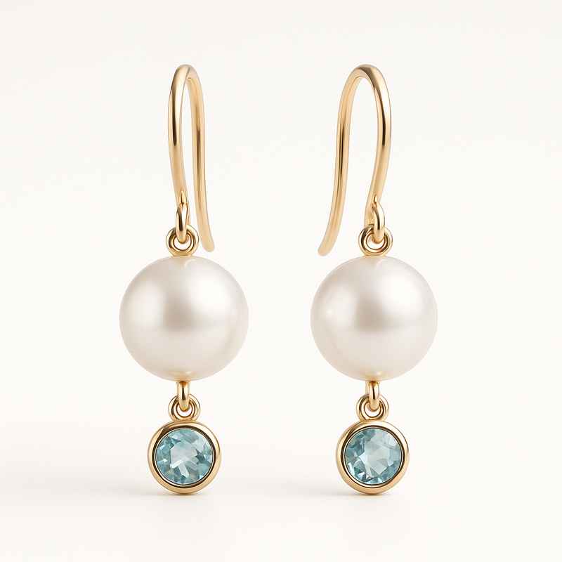 Elegant Minimalist Pearl Earrings with Meaningful Birthstone Charm 1 Elegant Minimalist Pearl Earrings with Meaningful Birthstone Charm
