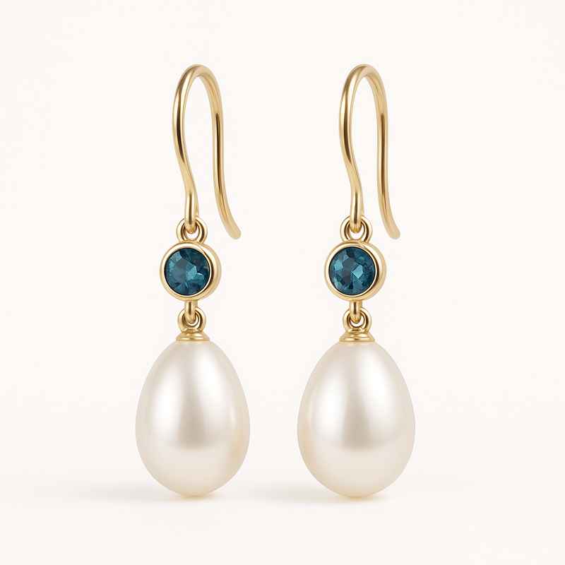 Elegant Minimalist Pearl Drop Earrings with Birthstone Charm 1 Elegant Minimalist Pearl Drop Earrings with Birthstone Charm