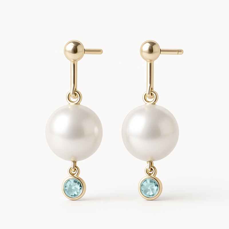 Elegant Minimalist Pearl Earrings with Meaningful Birthstone Charm 1 Elegant Minimalist Pearl Earrings with Meaningful Birthstone Charm
