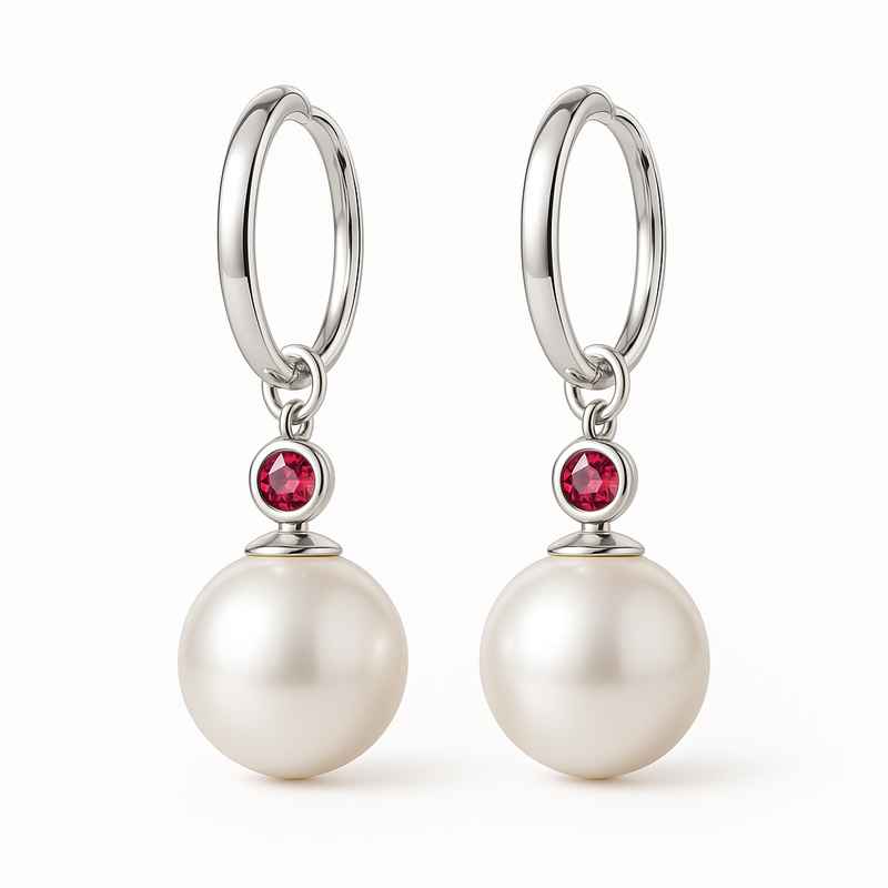 Elegant Minimalist Pearl Drop Earrings with Meaningful Birthstone Charm 1 Elegant Minimalist Pearl Drop Earrings with Meaningful Birthstone Charm