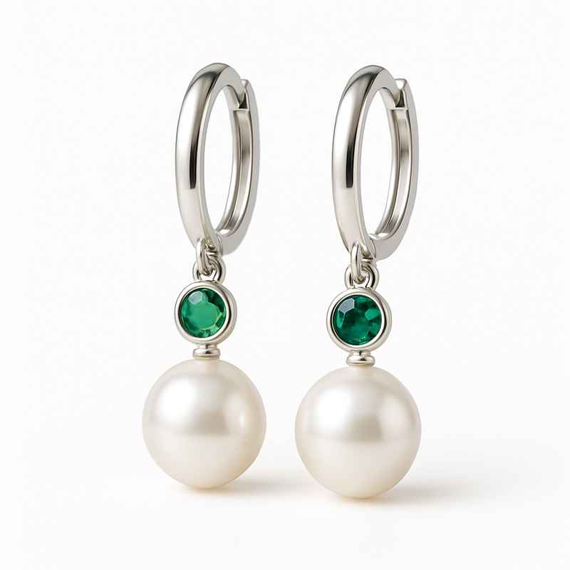 Elegant Minimalist Pearl Earrings with Meaningful Birthstone Charm 2 Elegant Minimalist Pearl Earrings with Meaningful Birthstone Charm