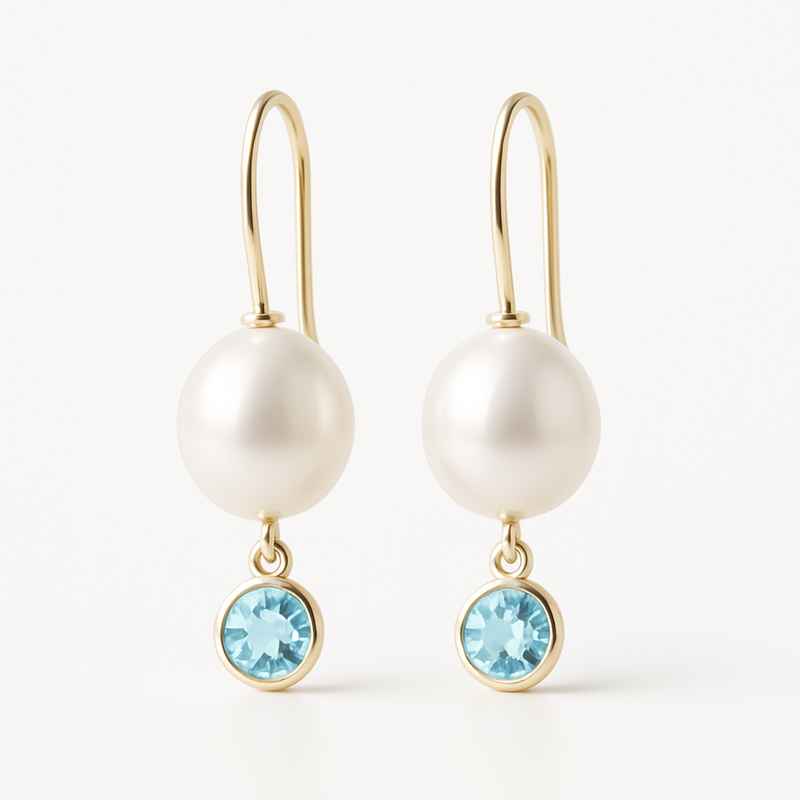 Elegant Minimalist Pearl Earrings with Meaningful Birthstone Charm 2 Elegant Minimalist Pearl Earrings with Meaningful Birthstone Charm