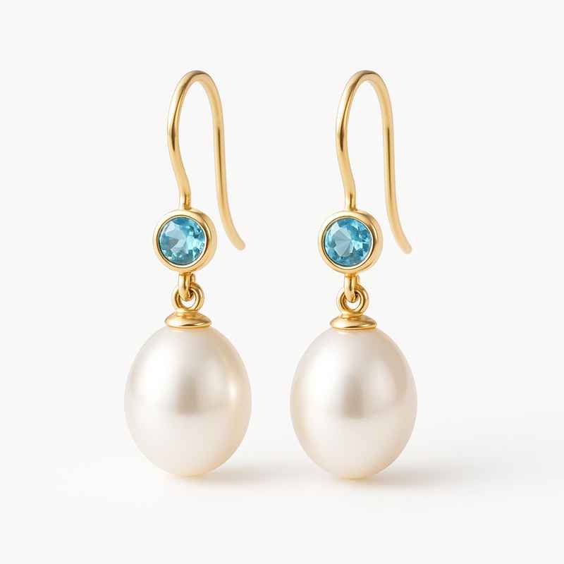 Elegant Minimalist Pearl Earrings with Meaningful Birthstone Charm 2 Elegant Minimalist Pearl Earrings with Meaningful Birthstone Charm