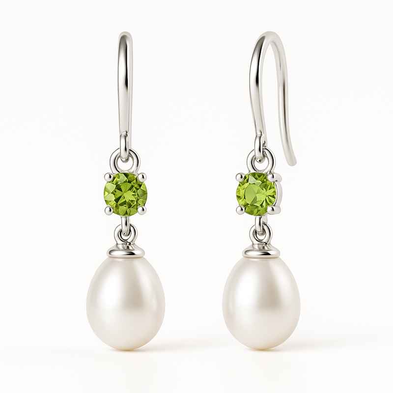 Elegant Minimalist Pearl Drop Earrings with Meaningful Birthstone Charm 2 Elegant Minimalist Pearl Drop Earrings with Meaningful Birthstone Charm