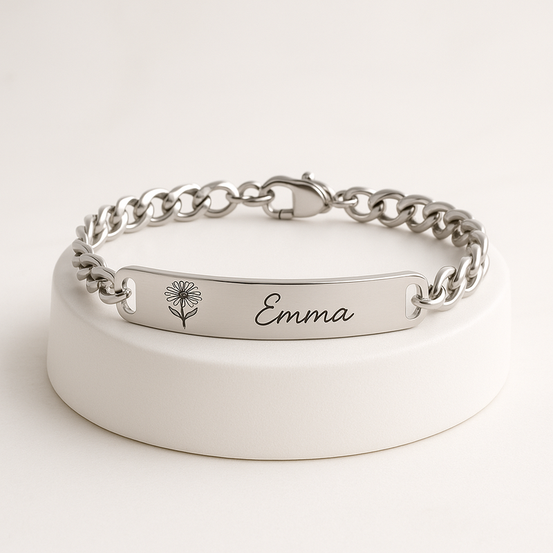 Custom Stainless Steel Birth Flower Bracelet: A Trendy Personalized Floral Gift for Birthdays and Business Growth