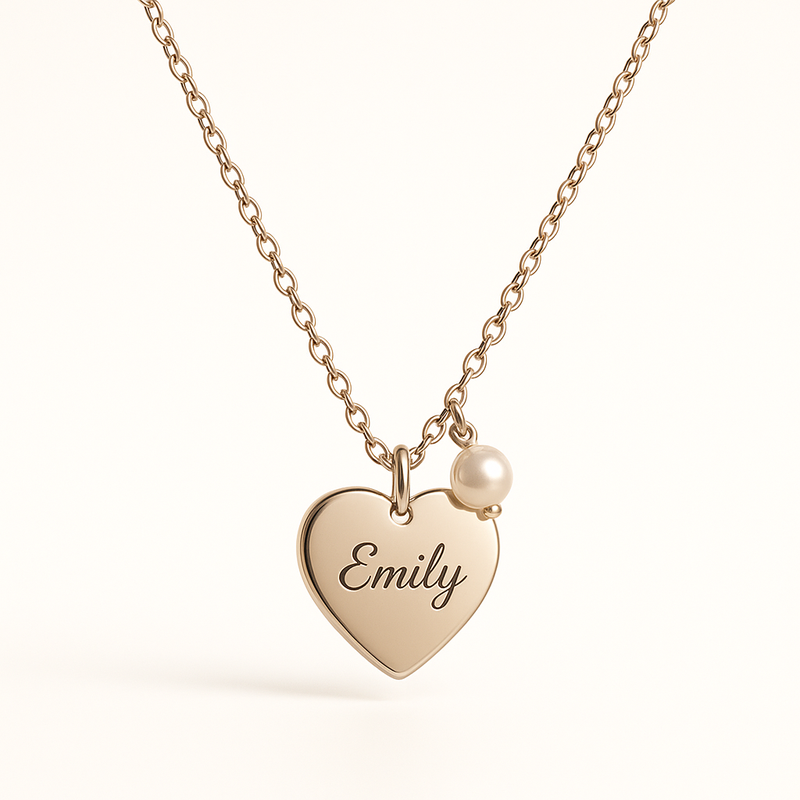 Boost Your Jewelry Business with Customization: Dainty Romantic Heart Necklace, Personalized Stainless Steel Love Charm, and Pearl Engraving Charm Necklace
