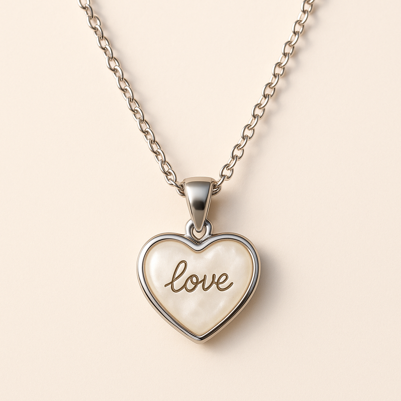 Dainty Romantic Pearl Necklace with Personalized Stainless Steel Love Heart Charm: A Perfect Blend of Elegance and Customization for Wholesale Jewelry Manufacturing