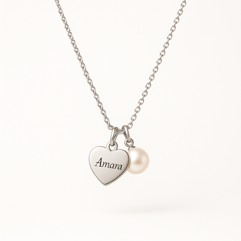 Enhance Your Jewelry Line with Dainty Romantic Necklaces: Customizable Personalized Engraving Pearl & Stainless Steel Heart Charm Necklaces