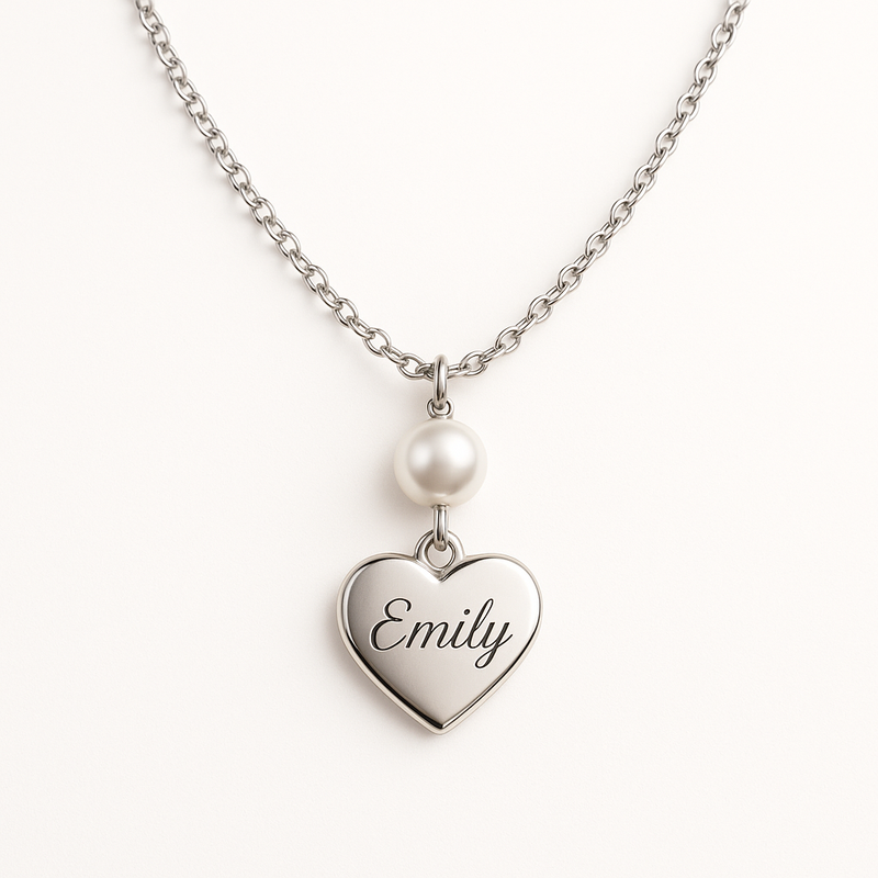 Dainty Romantic Personalized Pearl Heart Necklace: Elevate Your Jewelry Brand with Customization and Stainless Steel Quality
