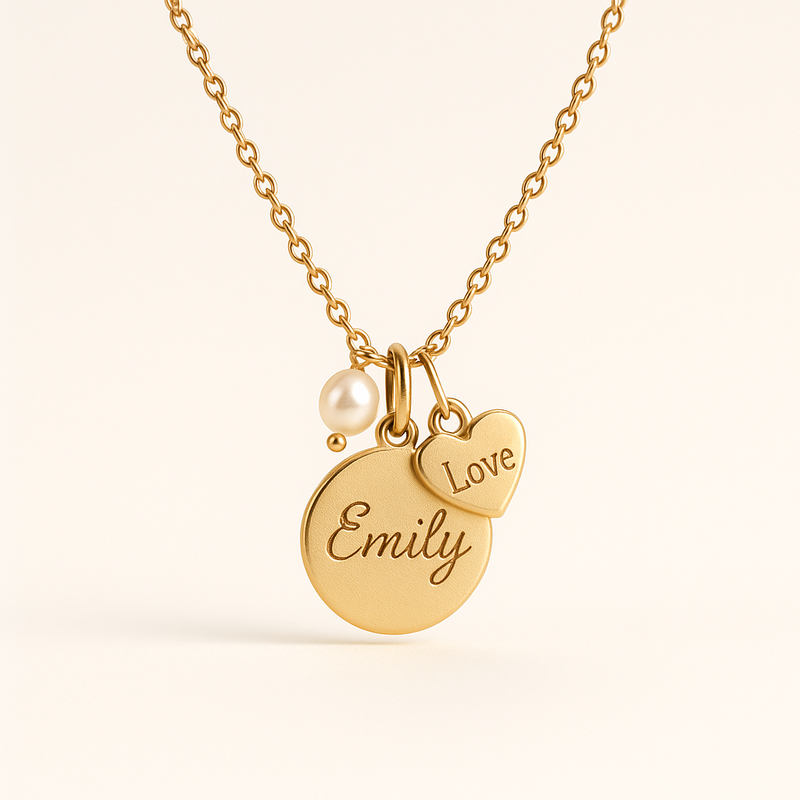 Elevate Your Brand with Dainty Romantic Necklaces: Customized Pearl Love Heart Charm and Engraving Options for Wholesale Success