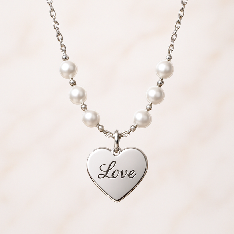 Boost Your Jewelry Business with Dainty Romantic Pearl Heart Necklace Designs: Customizable Personalized Stainless Steel Love Charm and Engraved Pearl Heart Pendant Necklaces