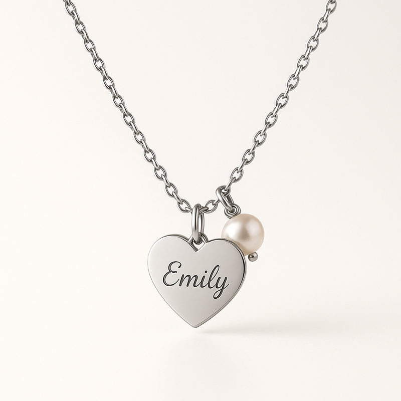 Boost Your Jewelry Business with Customization: The Dainty Romantic Necklace, Personalized Engraving Heart Charm, and Stainless Steel Pearl Love Necklace