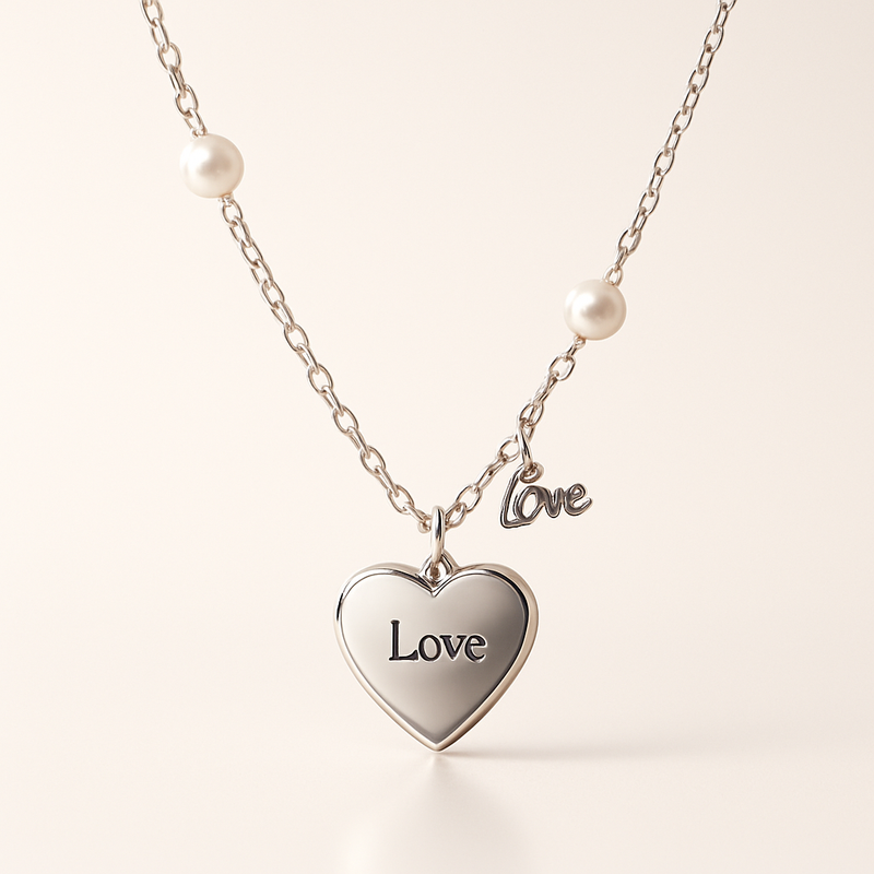 Boost Your Jewelry Business with Dainty Romantic Personalized Heart Necklace Designs, Custom Engraved Dainty Heart Pendants & Stainless Steel Pearl Love Charm Necklaces