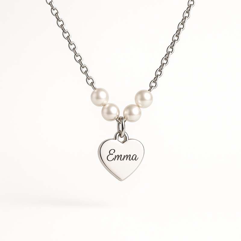 Enhance Your Jewelry Brand with Dainty Romantic Necklaces: Custom Stainless Steel Pearl Love Necklaces and Personalized Engraving Heart Charms