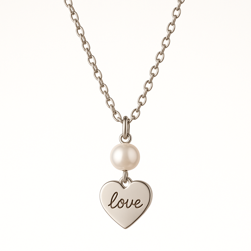 Dainty Romantic Necklace Trends: Customizable Stainless Steel Charm and Pearl Love Heart Engraving Options for Business Growth