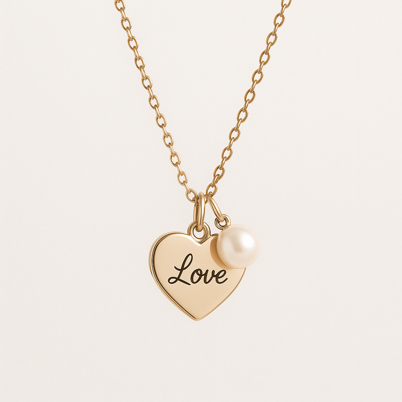 Discover the Elegance of Dainty Romantic Necklaces with Personalized Stainless Steel Charms and Pearl Love Heart Engraving for Your Jewelry Business
