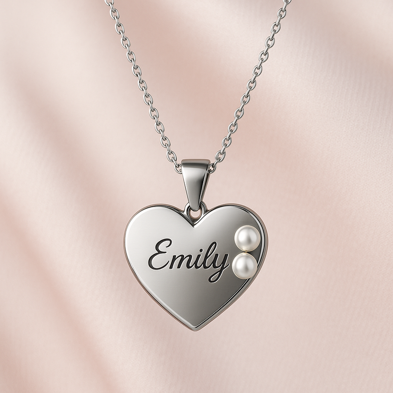 Dainty Romantic Personalized Pearl Heart Necklace: The Perfect Customizable Stainless Steel Jewelry for Women