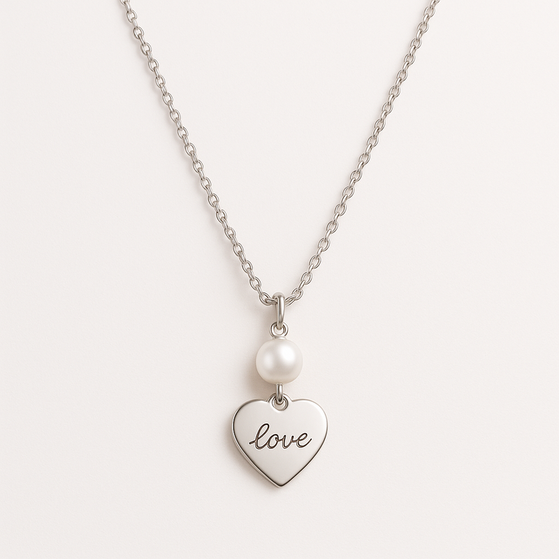 Why a Dainty Romantic Necklace with Personalized Engraving Charm & Stainless Steel Pearl Love Heart Necklace are Perfect for Your Jewelry Brand's Customization and Wholesale Needs