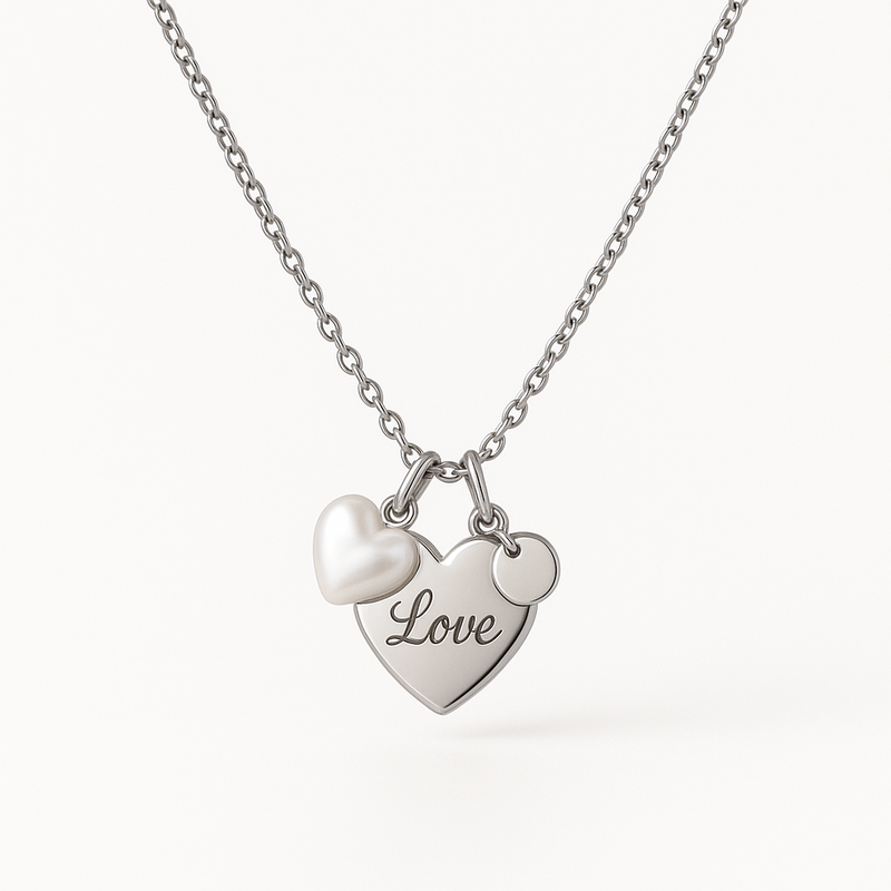 Boost Your Jewelry Brand with Customizable Dainty Romantic Necklaces: Pearl Love Heart and Engraving Options for Wholesale Manufacturing