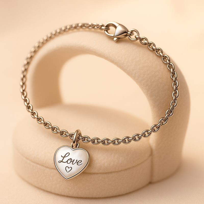 Discover the Appeal of Dainty Romantic Bracelets: Customizable Stainless Steel Charm and Engraved Pearl Love Heart Designs for Wholesale