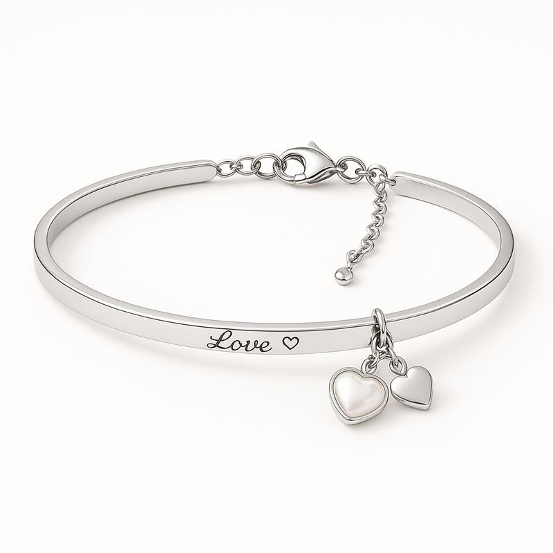 Boost Your Jewelry Brand with Dainty Romantic Stainless Steel Personalized Engraving Bracelet, Pearl Heart Charm Bracelet, and Personalized Love Heart Charm Jewelry