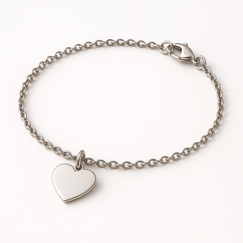Boost Your Jewelry Brand with Custom Dainty Romantic Bracelets: Stainless Steel Heart Charm & Engraving Options for Wholesale Success