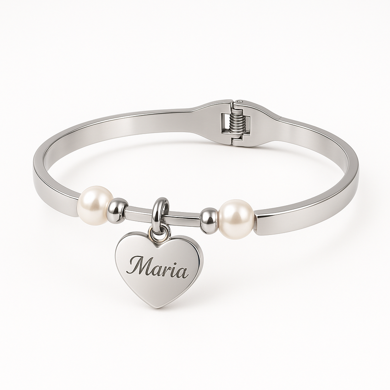 Dainty Romantic Charm Bracelet: Customizable Stainless Steel Love Heart & Personalized Engraving Pearl Bracelets for OEM/ODM Jewelry Manufacturers