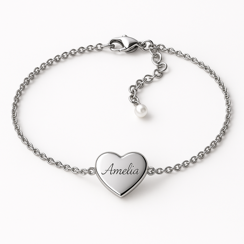 Boost Your Business with a Dainty Romantic Charm Bracelet: Customizable Personalized Stainless Steel Heart Bracelets and Pearl Engraving Love Bracelets