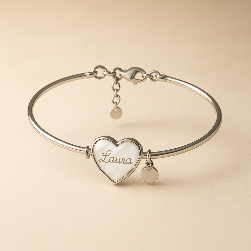 Dainty Romantic Charm Bracelet Trends: Personalized Stainless Steel Love & Engraved Pearl Heart Bracelets for Wholesale Customization