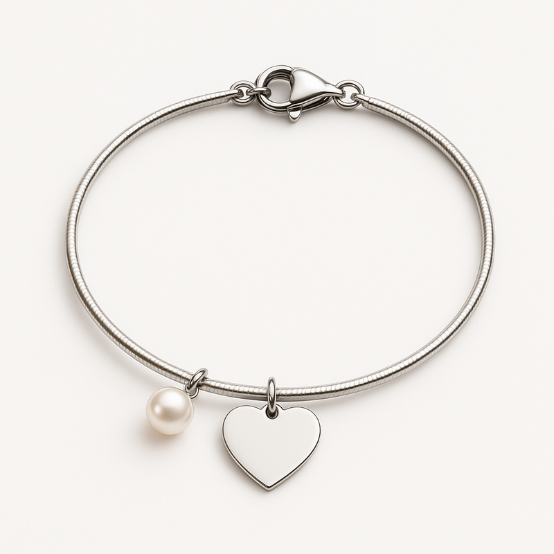 Boost Your Jewelry Business with Dainty Romantic Charm Bracelets: Customizable Stainless Steel Pearl Heart and Engraving Options
