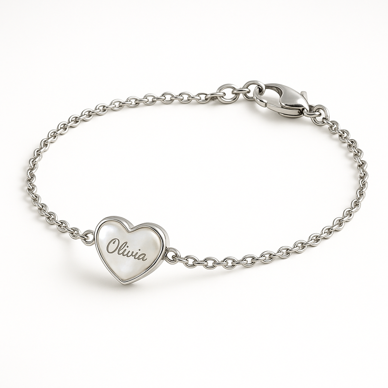 Elevate Your Jewelry Line with a Dainty Romantic Charm Bracelet, Personalized Stainless Steel Love Bracelet, and Engraved Pearl Heart Bracelet: Customizable Wholesale Solutions for Business Growth