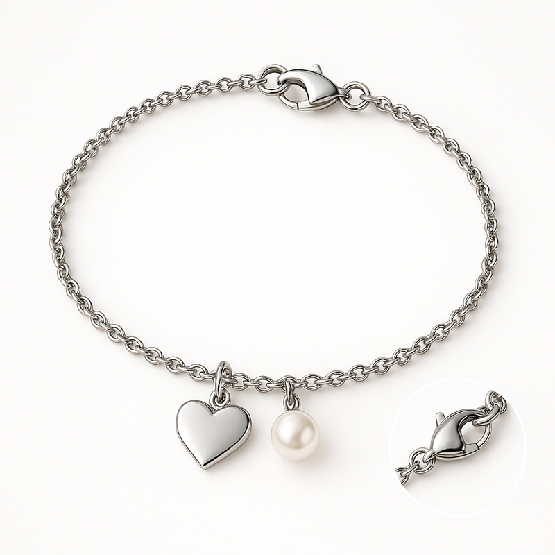 Enhance Your Jewelry Collection with Dainty Romantic Bracelets: Personalized Stainless Steel & Pearl Love Heart Charm Options for OEM/ODM Wholesale 2 Enhance Your Jewelry Collection with Dainty Romantic Bracelets: Personalized Stainless Steel & Pearl Love Heart Charm Options for OEM/ODM Wholesale