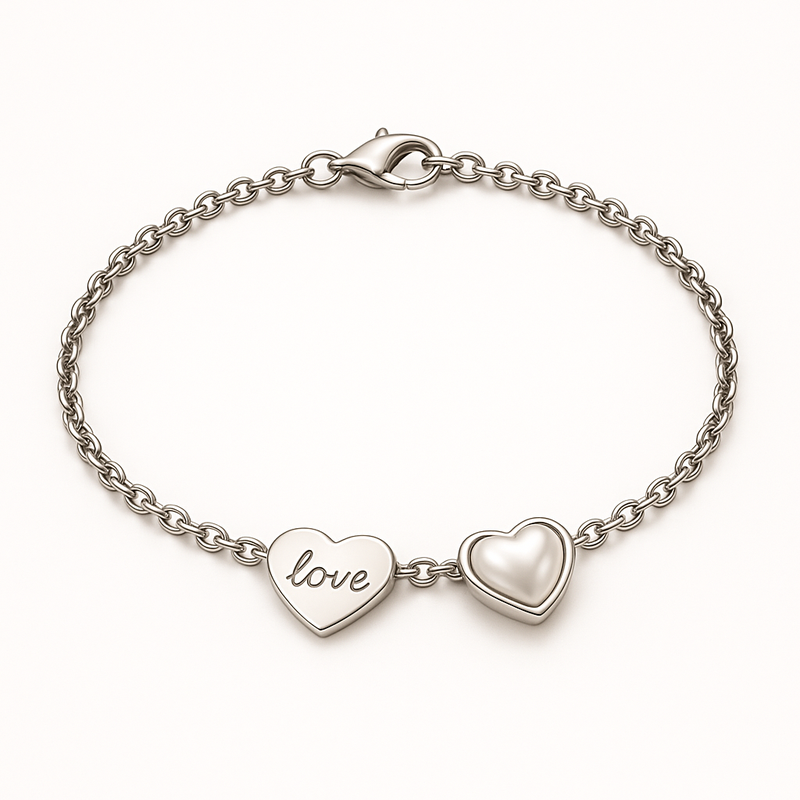 Dainty Romantic Stainless Steel Bracelet: Customization, Wholesale Options, and Quality Control for Personalized Engraving Heart Charm Bracelets and Pearl Love Heart Charm Bracelets