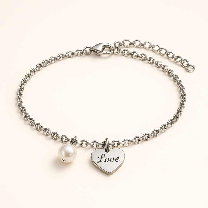 Boost Your Business with Dainty Romantic Stainless Steel Bracelets: Personalized Engraving, Pearl, and Love Heart Charm Options for OEM/ODM Jewelry Brands