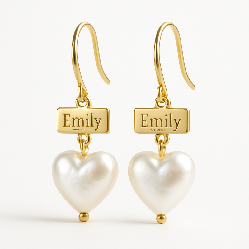 Trendy Personalized Pearl Heart Earrings, Custom Gold Hoop Earrings, and Waterproof Stainless Steel Hoop Earrings for Wholesale Customization and Business Growth
