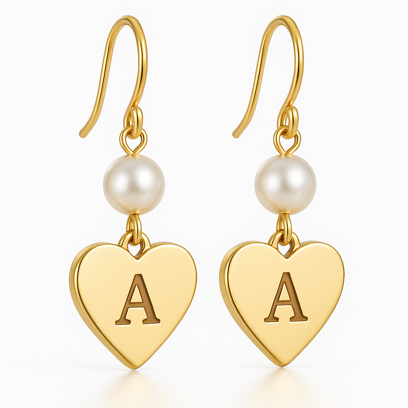 Trendy Personalized Pearl Heart Earrings: Custom Gold Hoop & Waterproof Stainless Steel Charm Earrings for Wholesale Success
